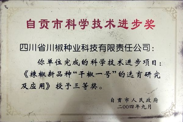 2004年自贡市三等奖“干椒1号”