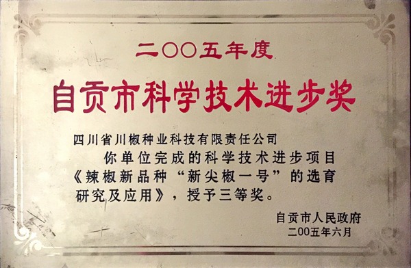 2005年自贡市三等奖“新尖椒1号”